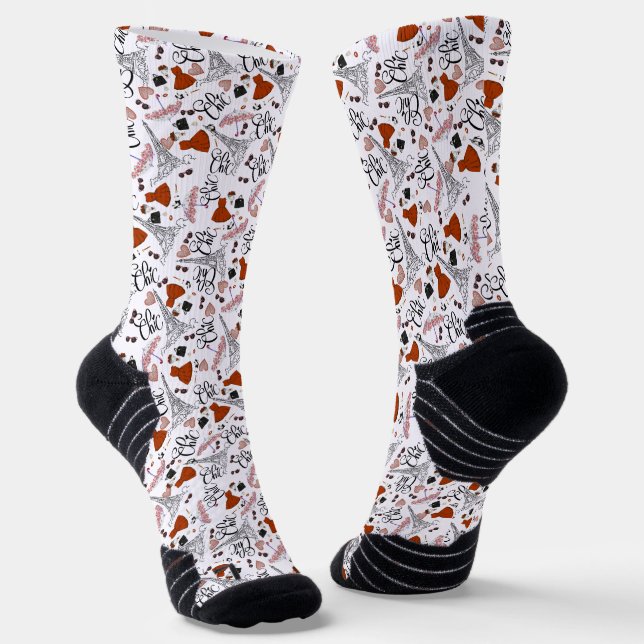 Chaussette parís chic con ropa y corazones (Angulaire)