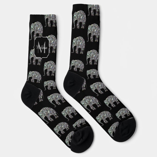 Chaussette Parties scintillant argentée étincelante motif élé (Droite)