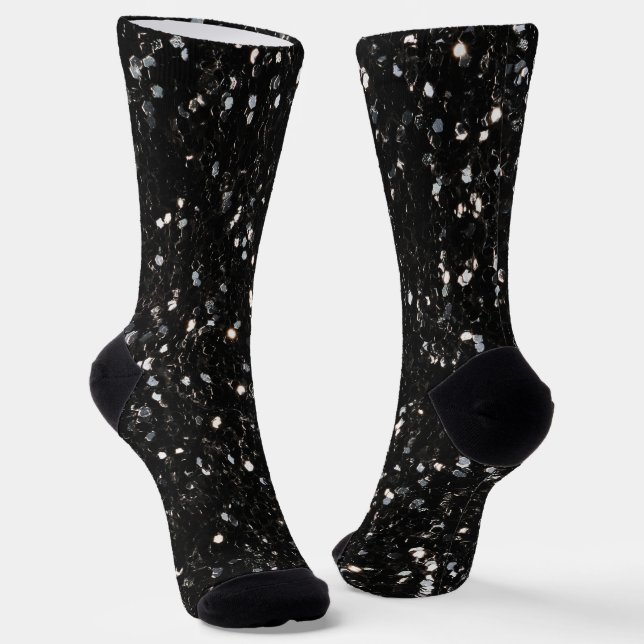 Chaussette Parties scintillant brillante noire et blanche (Angulaire)