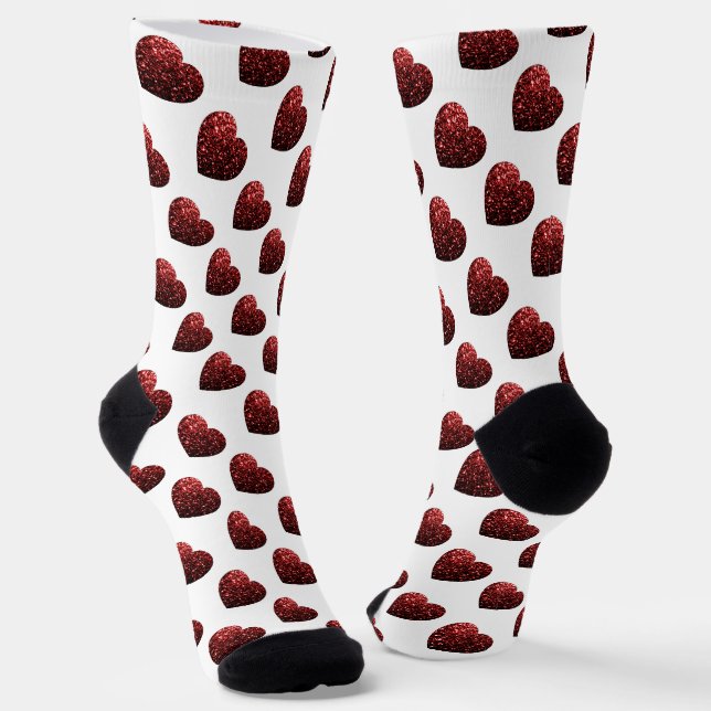 Chaussette Parties scintillant de coeur rouge foncé brille mo (Angulaire)