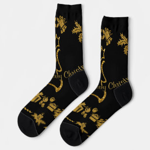 Chaussette Parties scintillant d'or Joyeux Noël, Père Noël