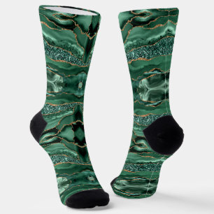 Chaussette Parties scintillant en or Emerald Green Marbre Cha