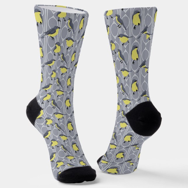 Chaussette Parulines de Kirtland Amateurs d'oiseaux gris et j (Angulaire)