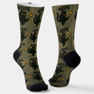 Chaussette Pas De Rois En Amérique Chat Noir Drôle Kicking Cr