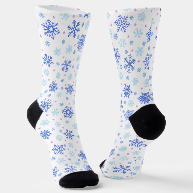 Chaussette Pastel Blue and White Snowflakes Élégant et élégan (Angulaire)