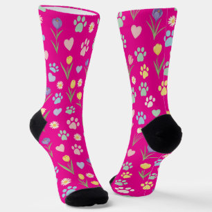 Chaussette Pastel Empreinte de patte et Coeurs Chaussettes fl