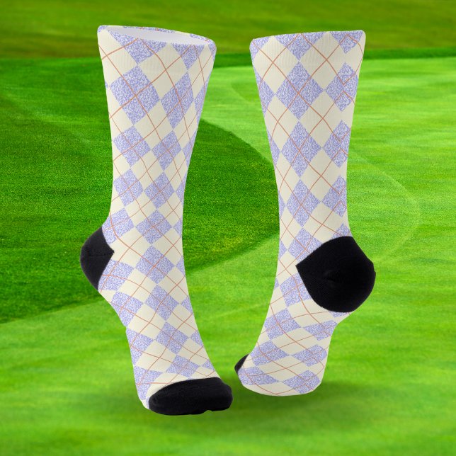 Chaussette Pastel Purple Sur Diamants Jaunes Motif Jacquard (Créateur téléchargé)