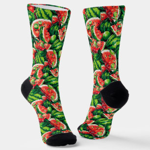 Chaussette pastèques, chaux, feuilles de pastèque, petite cha