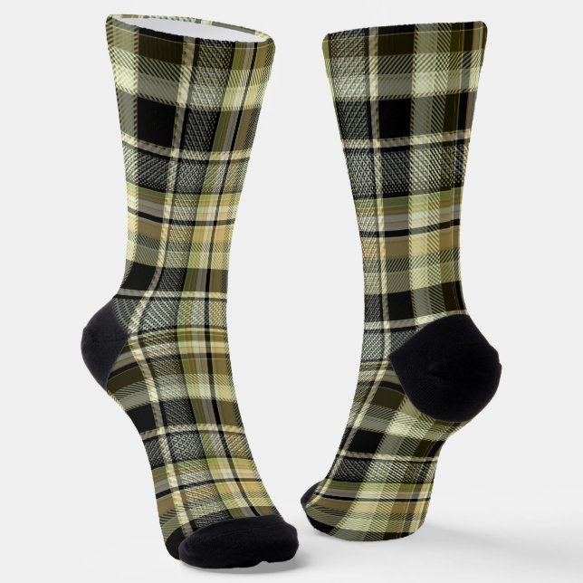 Chaussette Pâte de tartan jaune-brun. (Angulaire)