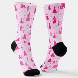 Chaussette Patel Pink sapin de Noël Tombant la neige élégante