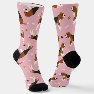 Chaussette Pâtes et os Beagle mignons rose