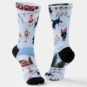Chaussette Patinage sur glace au Labrador de Noël