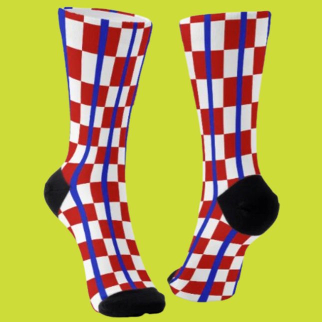 Chaussette Patriotic Checker Stripe Crew Socks (Créateur téléchargé)