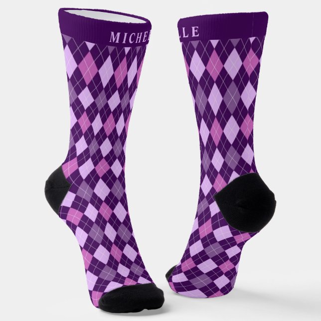 Chaussette Patte de Jacquard rose foncé violet clair personna (Angulaire)
