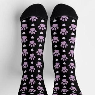 Chaussette Pattern of paws, Dog paws, Lilac paws, Hearts