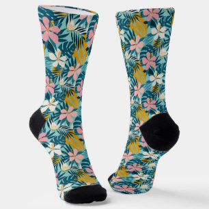 Chaussette Pattern tropical hibiscus