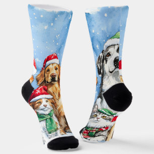 Chaussette Pattes enneigées Festif Mignon Animaux de Noël Aqu