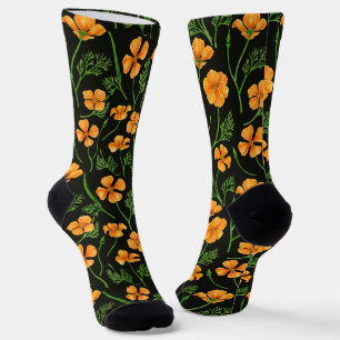 Chaussette pavots de Californie, fleurs d'été, orangés