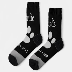 Chaussette Paw Chien Argent sur arrière - plan noir