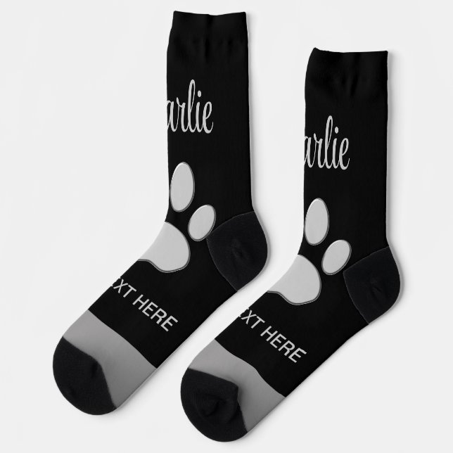 Chaussette Paw Chien Argent sur arrière - plan noir (Gauche)