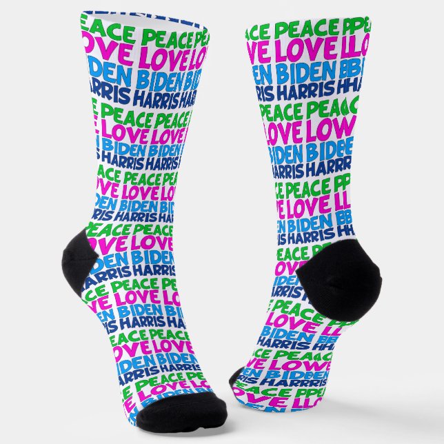 Chaussette Peace Love Biden Harris Election 2024 (Angulaire)