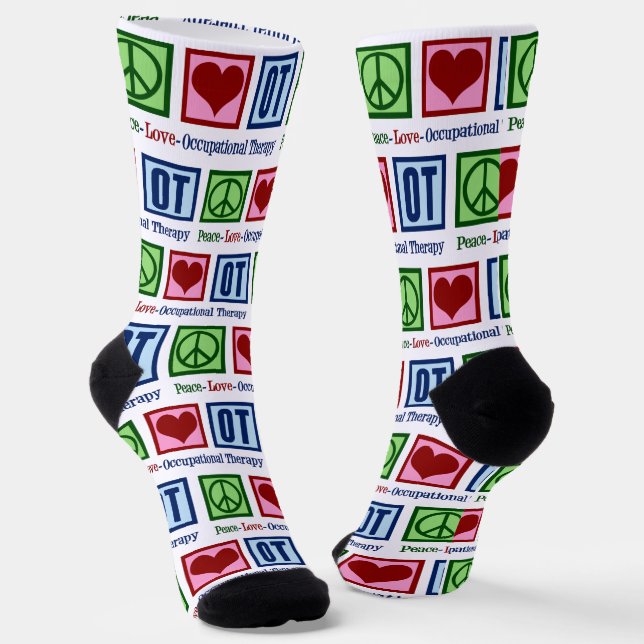 Chaussette Peace Love ergothérapie mignonne OT (Angulaire)