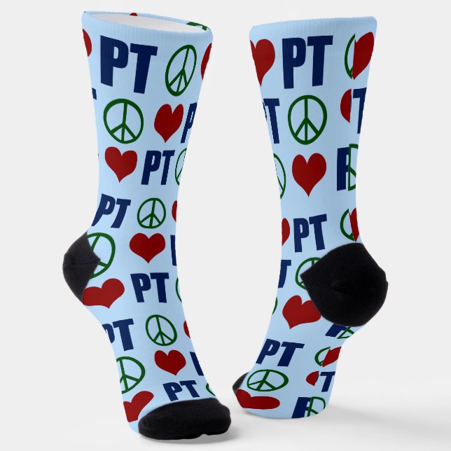 Chaussette Peace Love PT mignon physiothérapeute Blue (Angulaire)