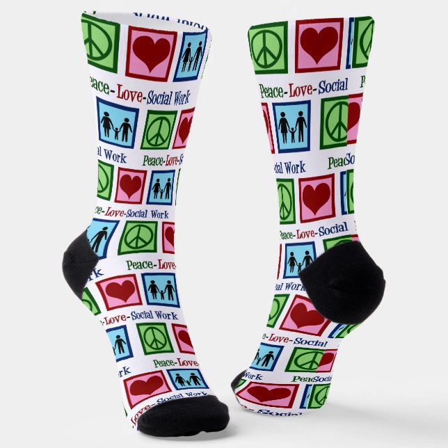 Chaussette Peace Love Social Work Cute Social Worker (Angulaire)