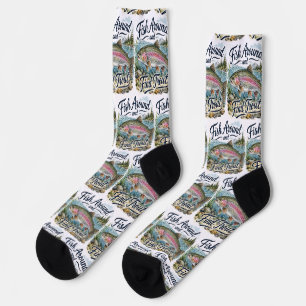 Chaussette Pêchez autour et trouvez une citation amusante de