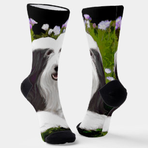 Chaussette Peinture à collie à poils - Joli art original de c