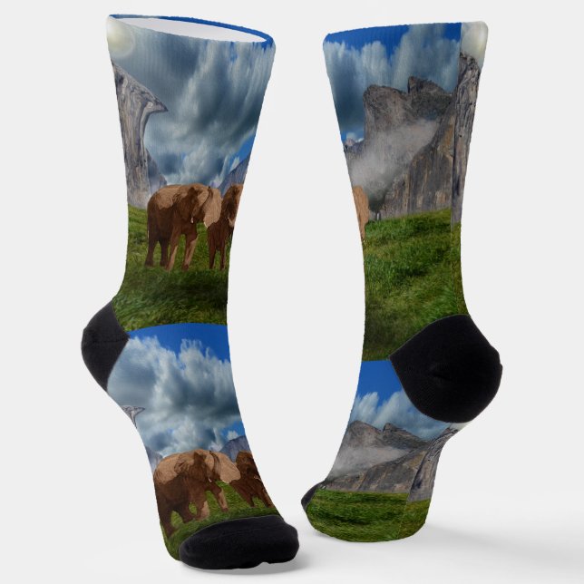 Chaussette Peinture à l'huile d'éléphant, Chaussettes d'équip (Angulaire)