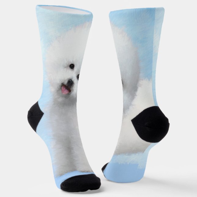 Chaussette Peinture Bichon Frise - Cute Original Chien Art (Angulaire)