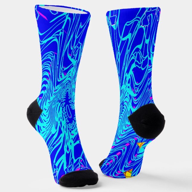 Chaussette Peinture d'art Abstrait bleu moderne (Angulaire)