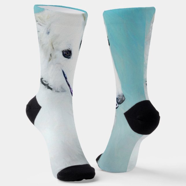Chaussette Peinture de Borzoi (Blanc) - Joli Chien d'origine (Angulaire)
