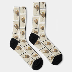 Chaussette Peinture de Brittany Spaniel rouan orange Chien mi