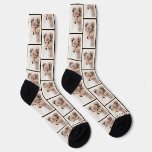 Chaussette Peinture de chiot Shetland Sheepdog Art de chien S