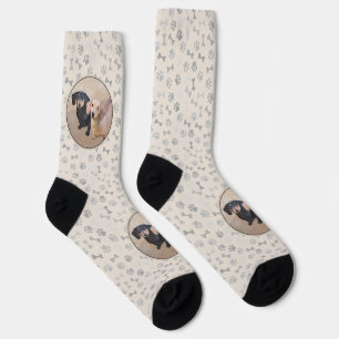 Chaussette Peinture de Dachshund (poil ras) - Art canin origi