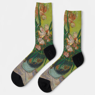 Chaussette Peinture de fleur d'oléandre de Vincent Van Gogh