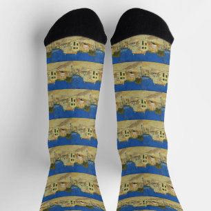 Chaussette Peinture de la Maison Jaune de Van Gogh Vintage so