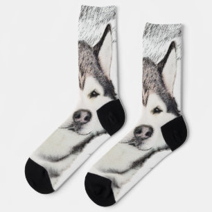 Chaussette Peinture de Malamute d'Alaska - Art de chien origi