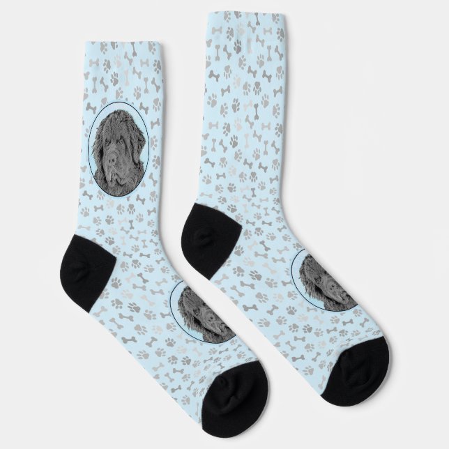 Chaussette Peinture de Terre-Neuve - Cute Original Chien Art (Droite)