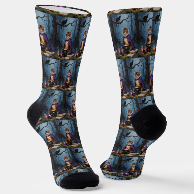 Chaussette Peinture d'Halloween en chats abyssiniques (Angulaire)