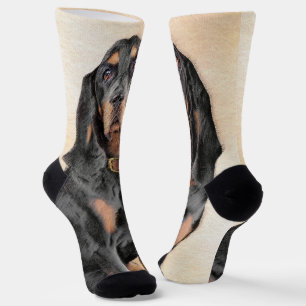 Chaussette Peinture en noir et blanc - Art original Chien