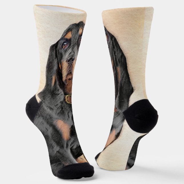 Chaussette Peinture en noir et blanc - Art original Chien (Angulaire)