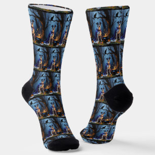 Chaussette Peinture fantaisiste d'Halloween de chien Blue Hee
