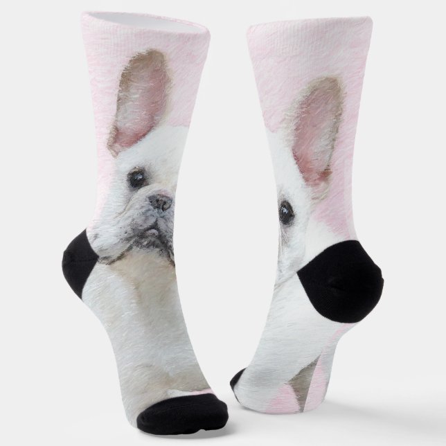 Chaussette Peinture française de Bulldog (Crème/Blanc) - Art  (Angulaire)