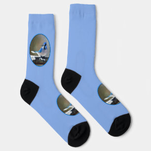 Chaussette Peinture Jay Bleu - Art Oiseau Original