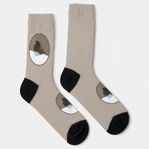 Chaussette Peinture Junco foncée - Art original pour oiseaux