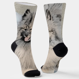 Chaussette Peinture Keeshond Brothers - Art Chien original