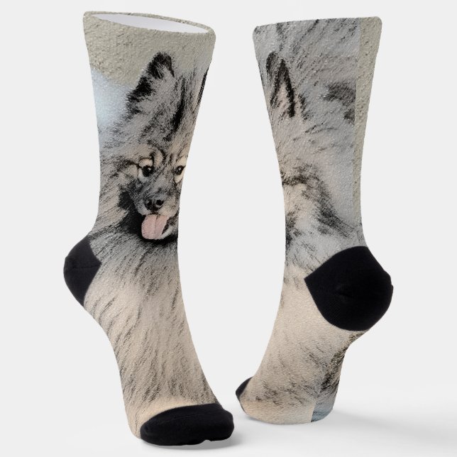 Chaussette Peinture Keeshond Brothers - Art Chien original (Angulaire)